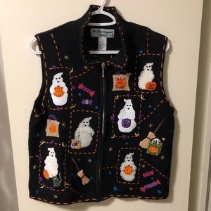 Embroidered Ghost 👻 & Pumpkin 🎃 Halloween Vest